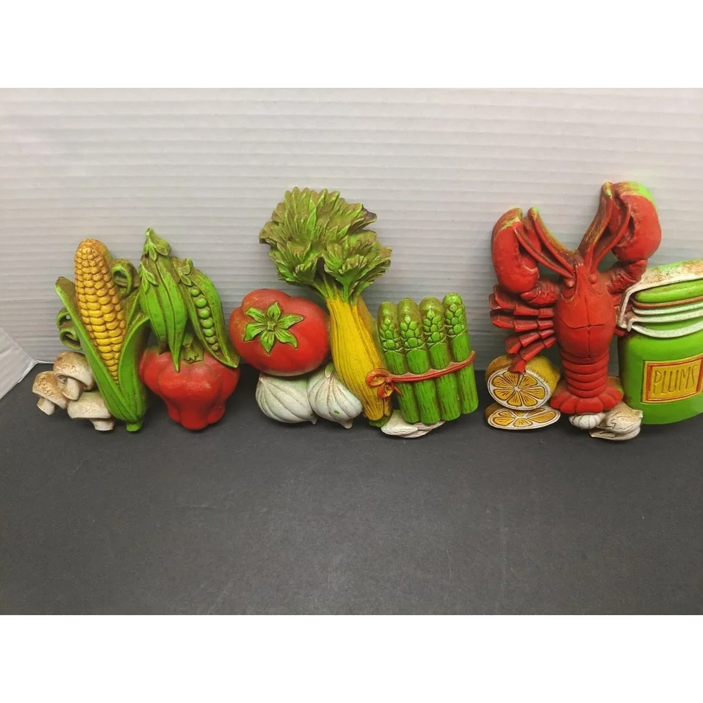 Vintage Homco 1975 Home Interior Wall Plaque Set Garden Vegetable Lobster